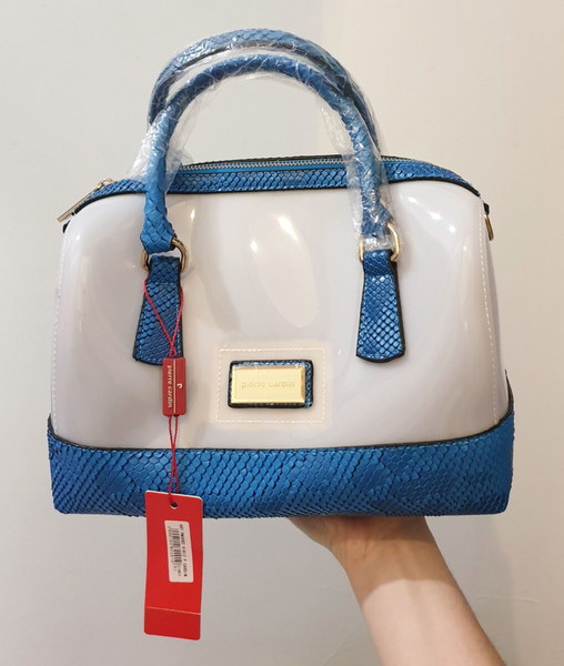 ΜΟΝΟ 20€!!!! Pierre Cardin γυναικεία τσάντα χειρός/ώμου λευκή/μπλε καινούργια με το καρτελάκι της
