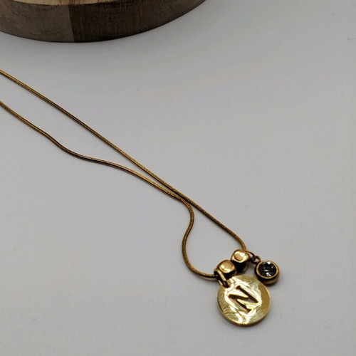 Handmade new necklace with hematite, crystal and stainless steel, monogram gold