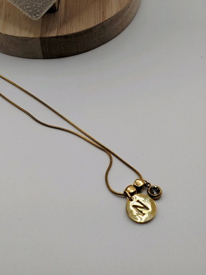 Handmade new necklace with hematite, crystal and stainless steel, monogram gold