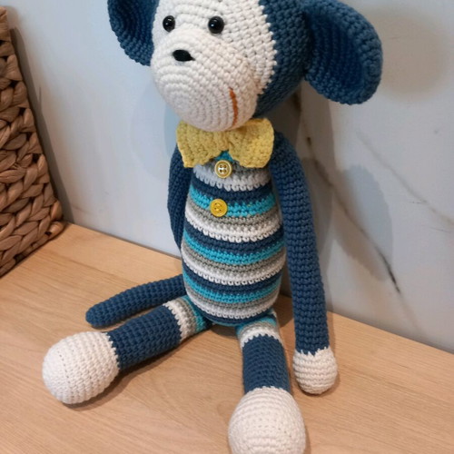 Handmade crocheted monkey new, 36 cm, cotton yarn