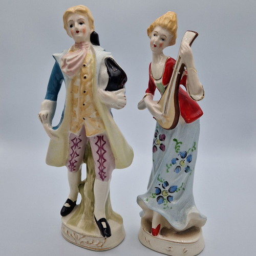 Vintage porcelain figurines couple Rococo handpainted, used