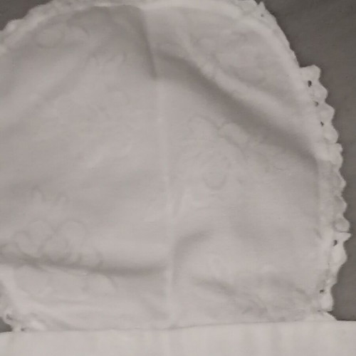 Two mid-century towels, one in excellent condition with lace, the other moderate