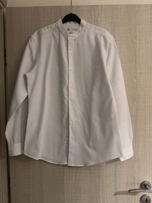 Zara white large slim fit shirt with mao collar like new