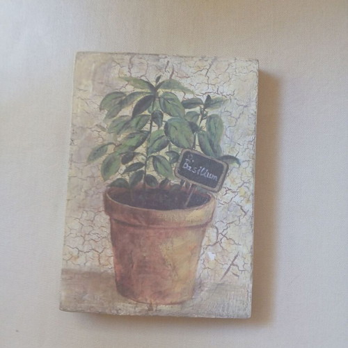Decorative wall art with potted plant, retro style