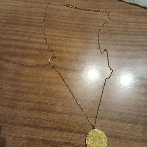 Phaistos Disc Necklace steel with gold-colored chain 43 cm new