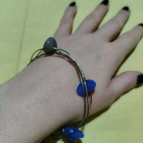 Handmade bracelet like new with blue decorative stones and silver details