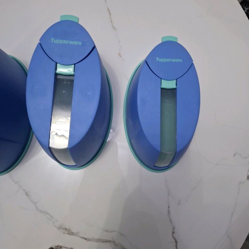 Tupperware Modular Oval Container Set of 4 Blue Veraman Like New