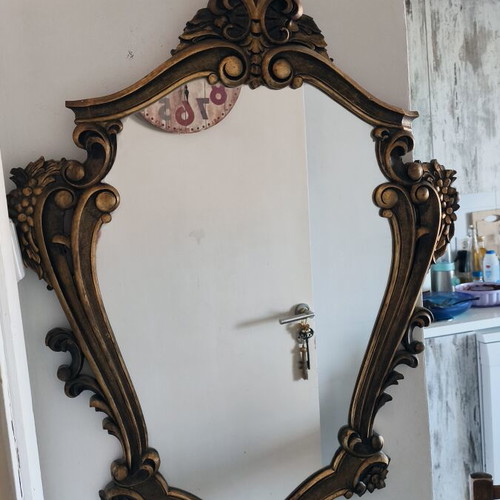 Baroque mirror with ornate wooden frame 86x64 cm