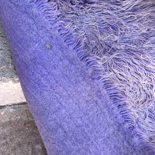 Traditional handmade wool flokati rugs orange and purple, 130x75 cm