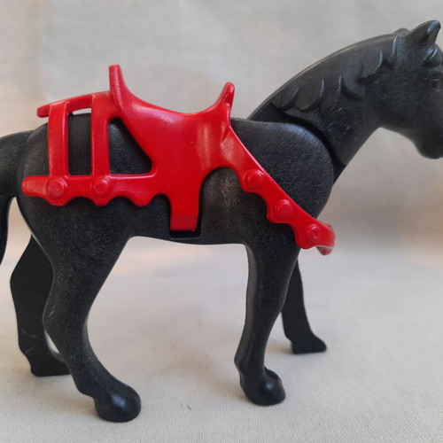 Playmobil horse with red saddle used
