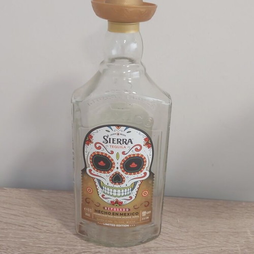 Sierra Tequila bottle, empty