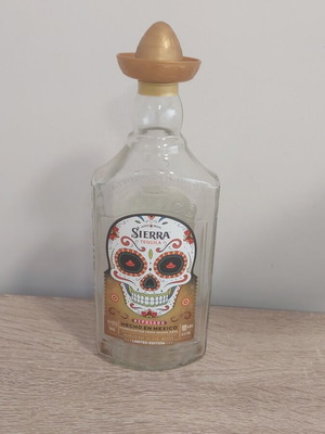 Sierra Tequila bottle, empty