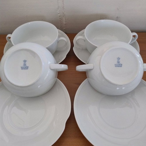 Set of 4 luxury porcelain consommé bowls A.K.Kaizer Germany like new