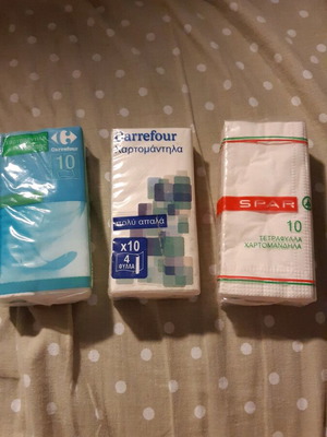 Χαρτομάντηλα συλλεκτικά σαν καινούργια, πακέτο 3