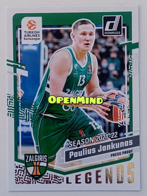 Κάρτα Paulius Jankunas Donruss Press Proof καινούργια, Zalgiris Kaunas 2023-24