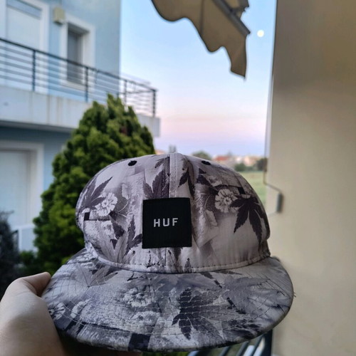 HUF hat used, black and gray, one size