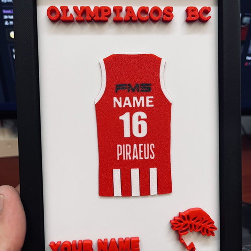 Custom Olympiacos Jersey Frame with Name and Number