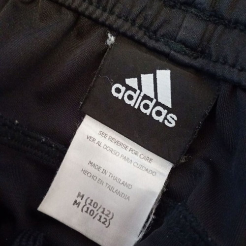 Adidas kids' tracksuit black with red used, shiny fabric, size 10-12