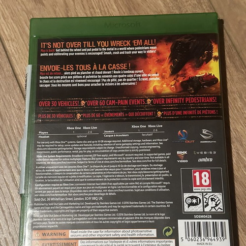 Carmageddon Max Damage Xbox One game like new with manual