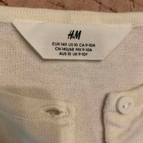 H&M white knitted cardigan for girls 9-10 years like new, size 140