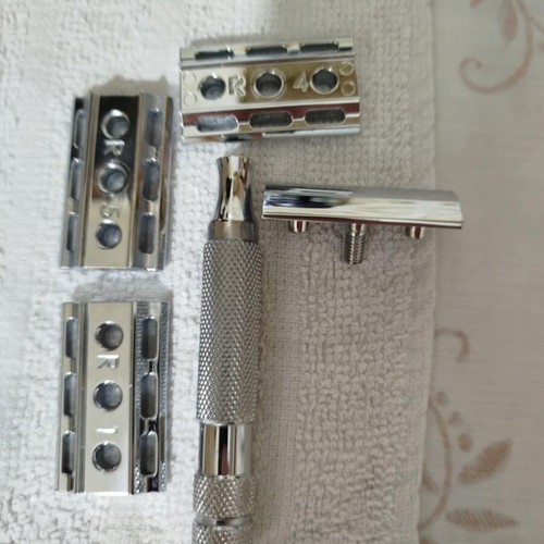 Rockwell 6c White Chrome Double Edge Razor like new, 6 settings