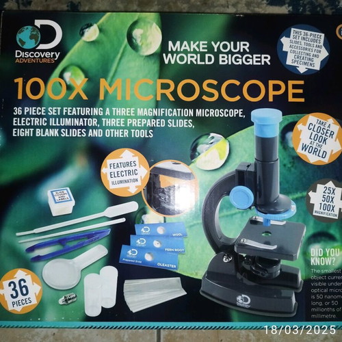 Discovery 100X microscope set used, 36 pieces