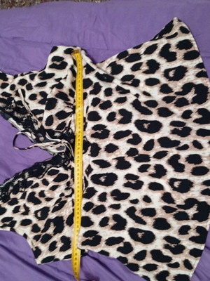 Leopard blouse XL like new, black and beige with lace