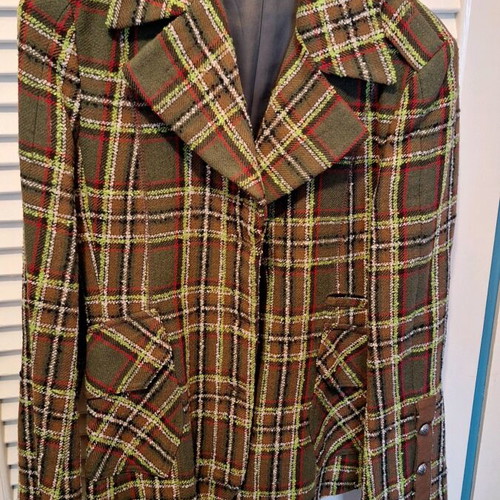 Stefanel brown jacket with green check used