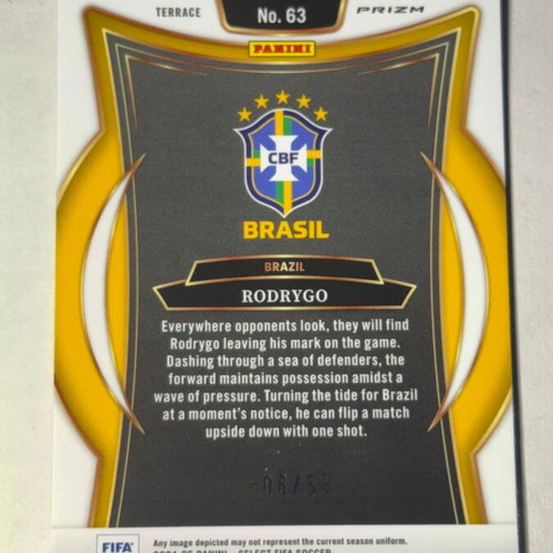 Panini 2024-25 Select FIFA Rodrygo Brazil Terrace card like new