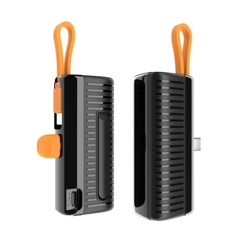 Powerbank 5000mAh Mini Black with Type-C and Lightning Cable new