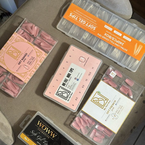 Nail products like new, 110 nail polishes, dual forms, gel tips, powders, rhinestones