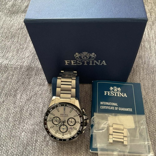 Festina watch new, men's, blue and silver