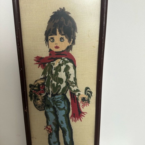 Vintage embroidery framed set from the 70s used