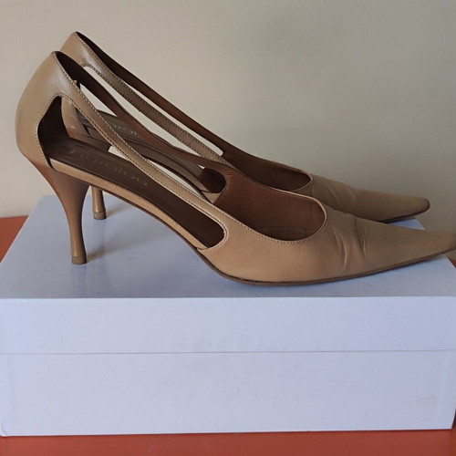 Haralas vintage leather pumps nude taupe size 40, used, 8cm heel