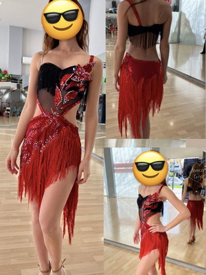 Latin dance dress καινούργιο, μέγεθος S, μαύρο και κόκκινο