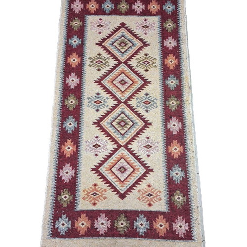 Vintage Bulgarian handwoven wool rug used, 160×75 cm