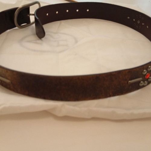 Benetton leather belt like new, boho brown with studs and red detail