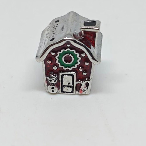 Christmas silver charm house with enamel, like new