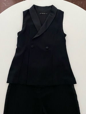 Zara Jumpsuit ολόσωμη φόρμα γιλέκο παντελόνι κοστούμι μαύρο