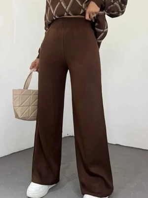 Πλεκτό παντελόνι Trendyol καφέ, καινούργιο, Onesize