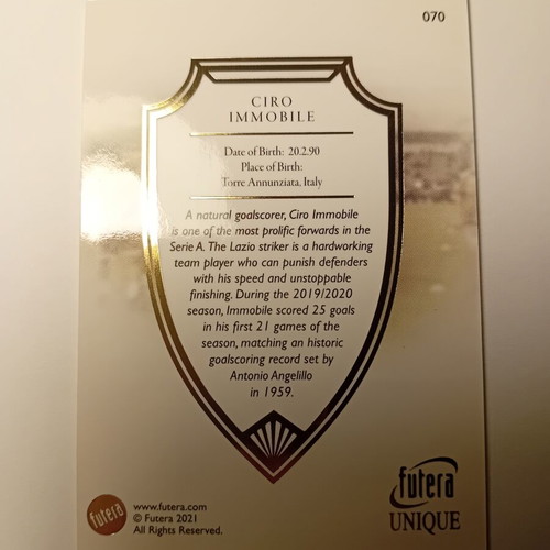 Futera Unique Ciro Immobile Card Like New