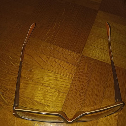 Emporio Armani authentic acetate glasses used, dark brown with orange interior