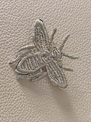 Dior authentic Bee pin in fabric and silver plated metal, new