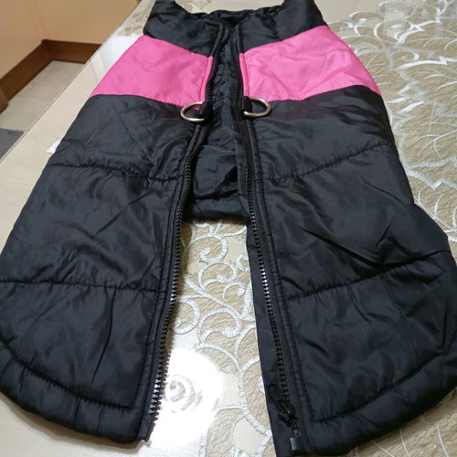 Dog waterproof jacket like new, black with pink