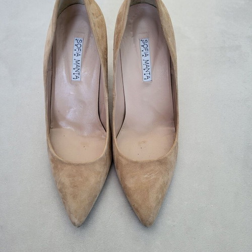 Sofia Manta Castori Beige Pumps Size 38 Like New with 8 cm Heel