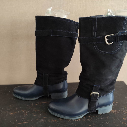 Galotses boots used with suede leather and fur lining, size 39