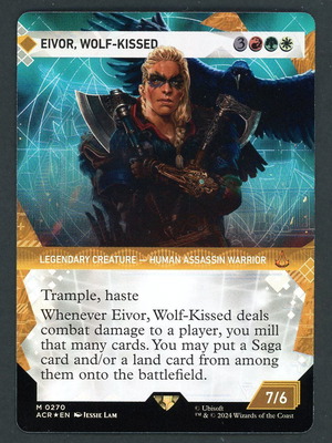 MTG Assassin's Creed Eivor, Wolf-Kissed текстурирана фолио карта