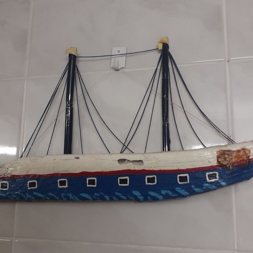 Decorative Sailboat Made of Driftwood Like New