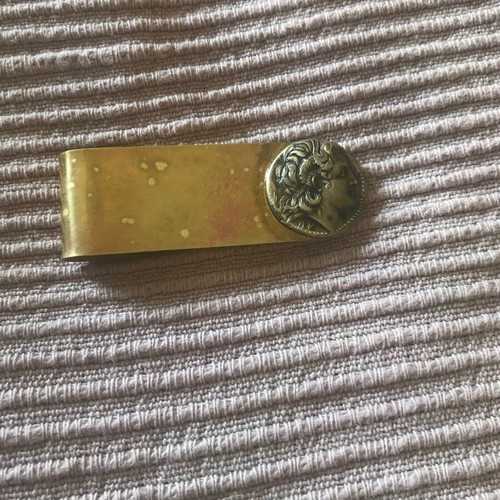 Money Clip used, gold and silver color, with coin replica