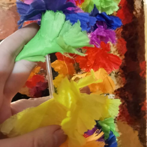 Hawaiian lei garland 100cm like new, colorful textile flowers